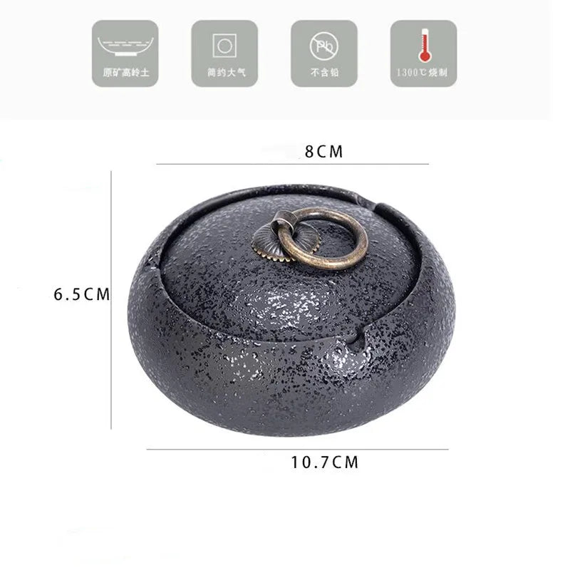 Round Ceramic Ashtray Living Room Anti Fly Ash