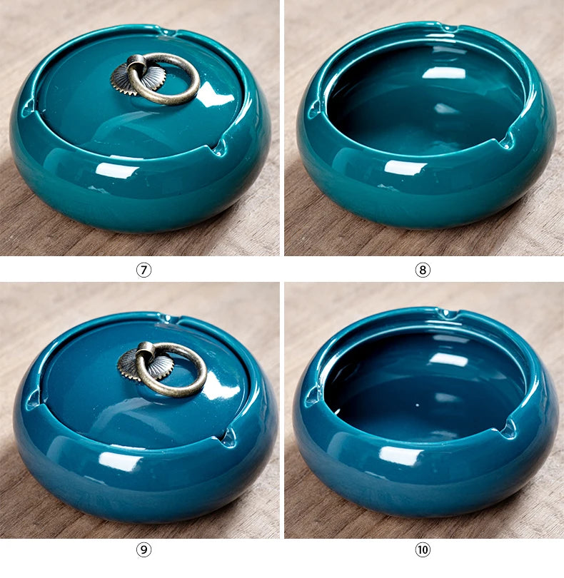 Round Ceramic Ashtray Living Room Anti Fly Ash